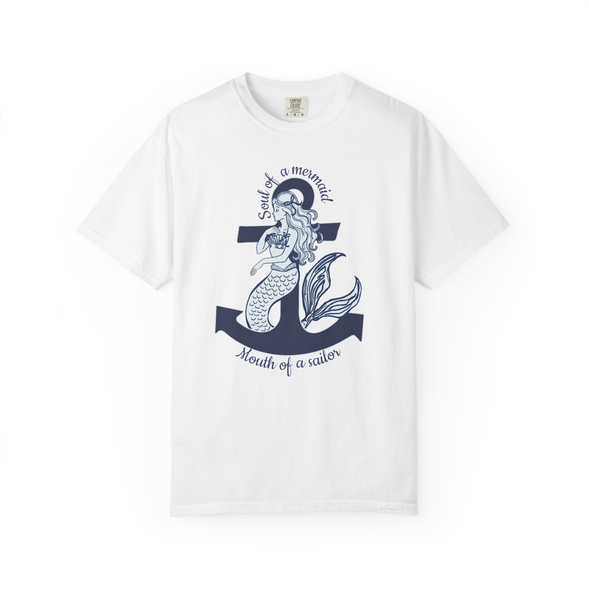 Mermaid & Anchor Graphic T-Shirt — "Soul of a Mermaid, Mouth of a Sailor"