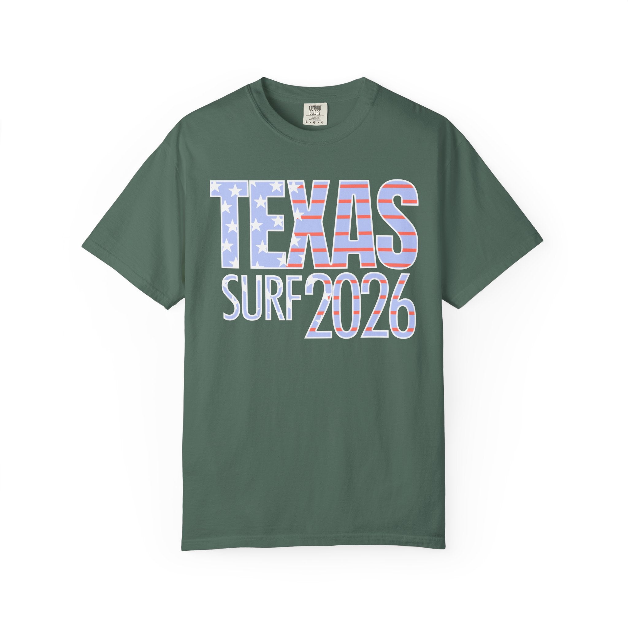Texas Surf 2026 T-Shirt — American Flag Retro Beach Tee