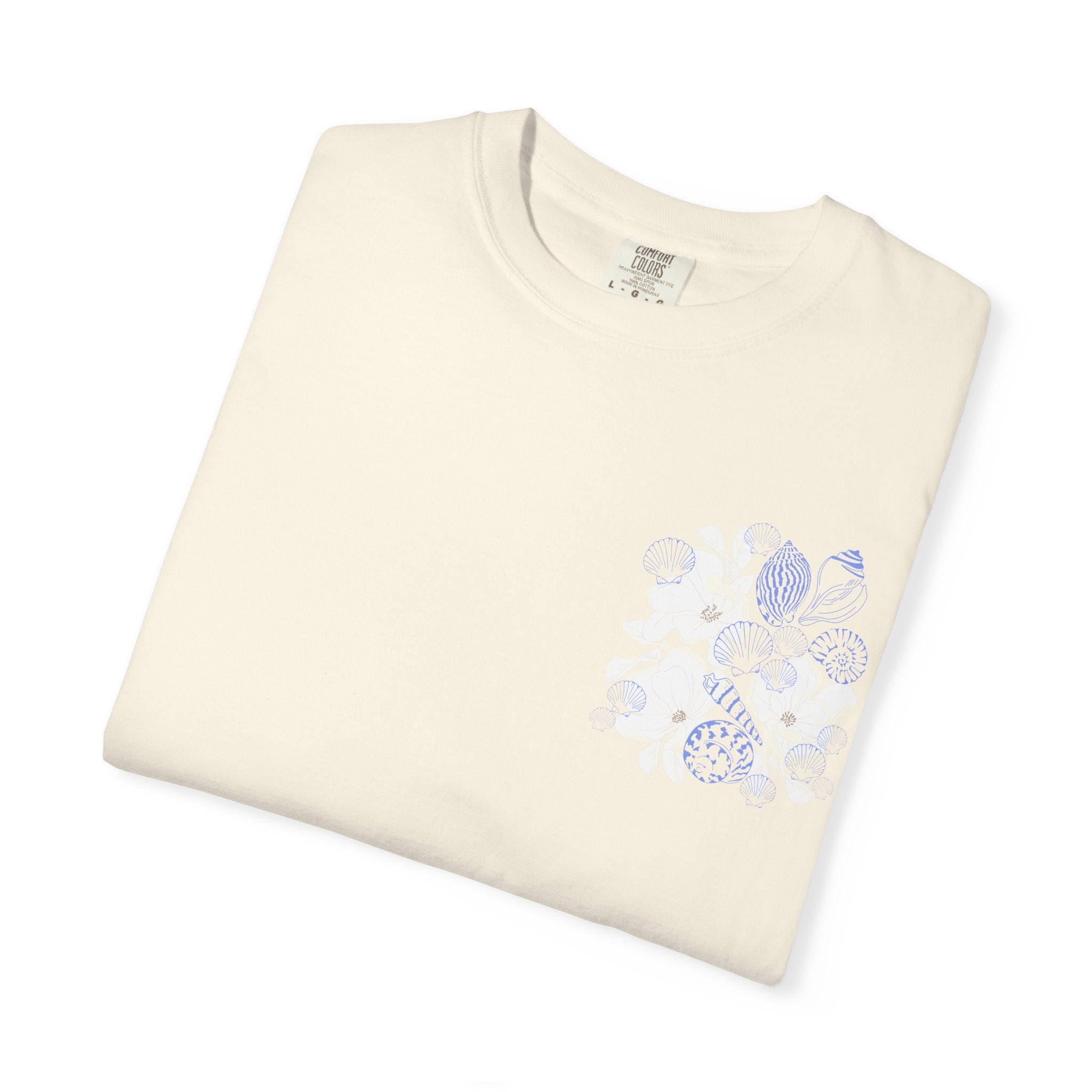 Southern Bred, Ocean Fed T-Shirt — Coastal Shell Print Garment-Dyed Tee