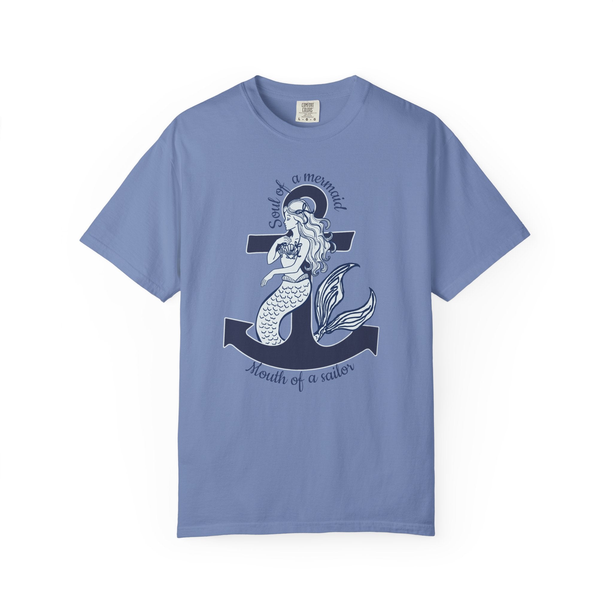 Mermaid & Anchor Graphic T-Shirt — "Soul of a Mermaid, Mouth of a Sailor"