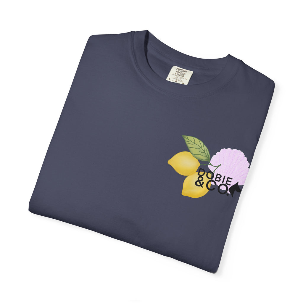 Surf Lemon Graphic T-Shirt — Vintage Surfboard & Floral Beach Tee