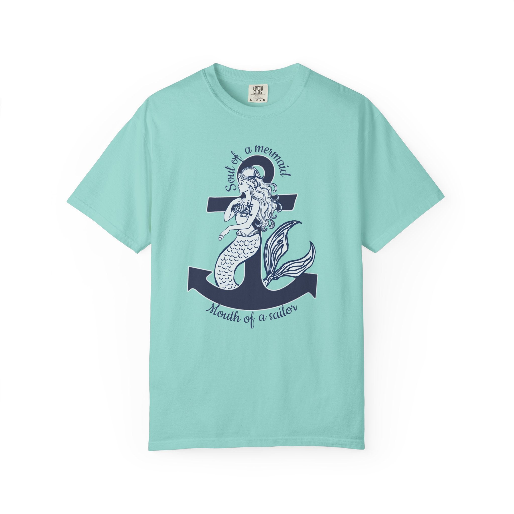 Mermaid & Anchor Graphic T-Shirt — "Soul of a Mermaid, Mouth of a Sailor"