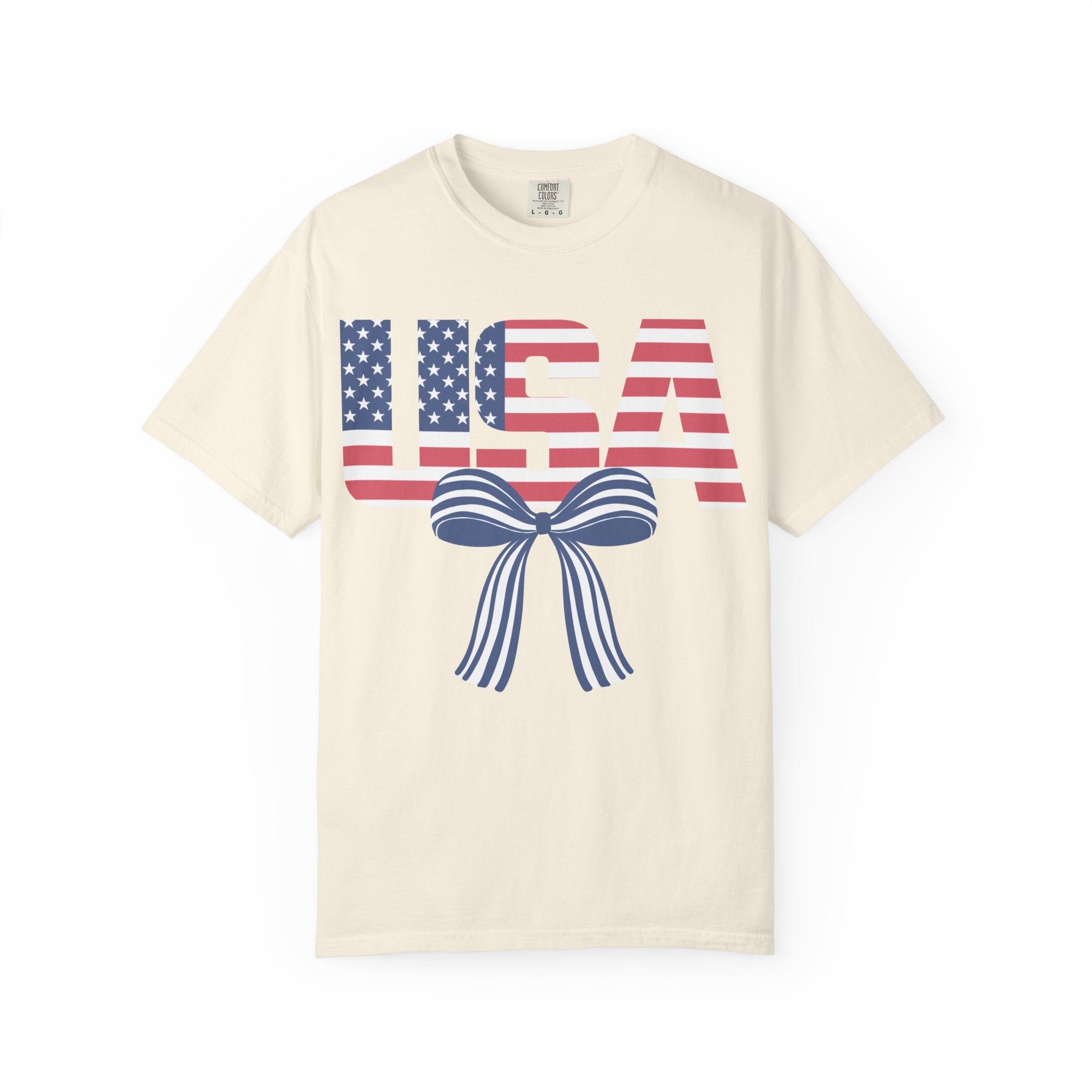 USA Flag Bow T-Shirt — Patriotic 4th of July Tee