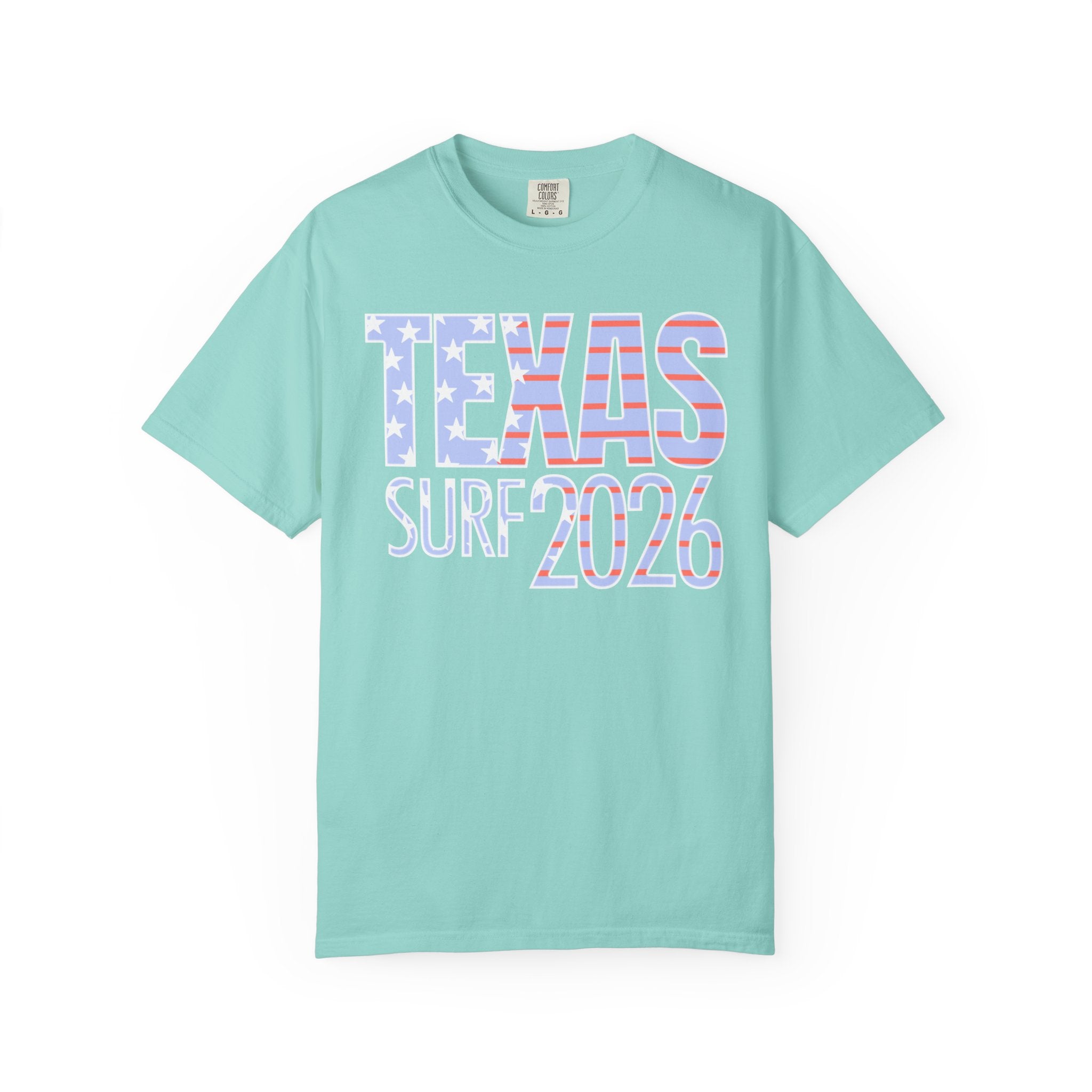 Texas Surf 2026 T-Shirt — American Flag Retro Beach Tee