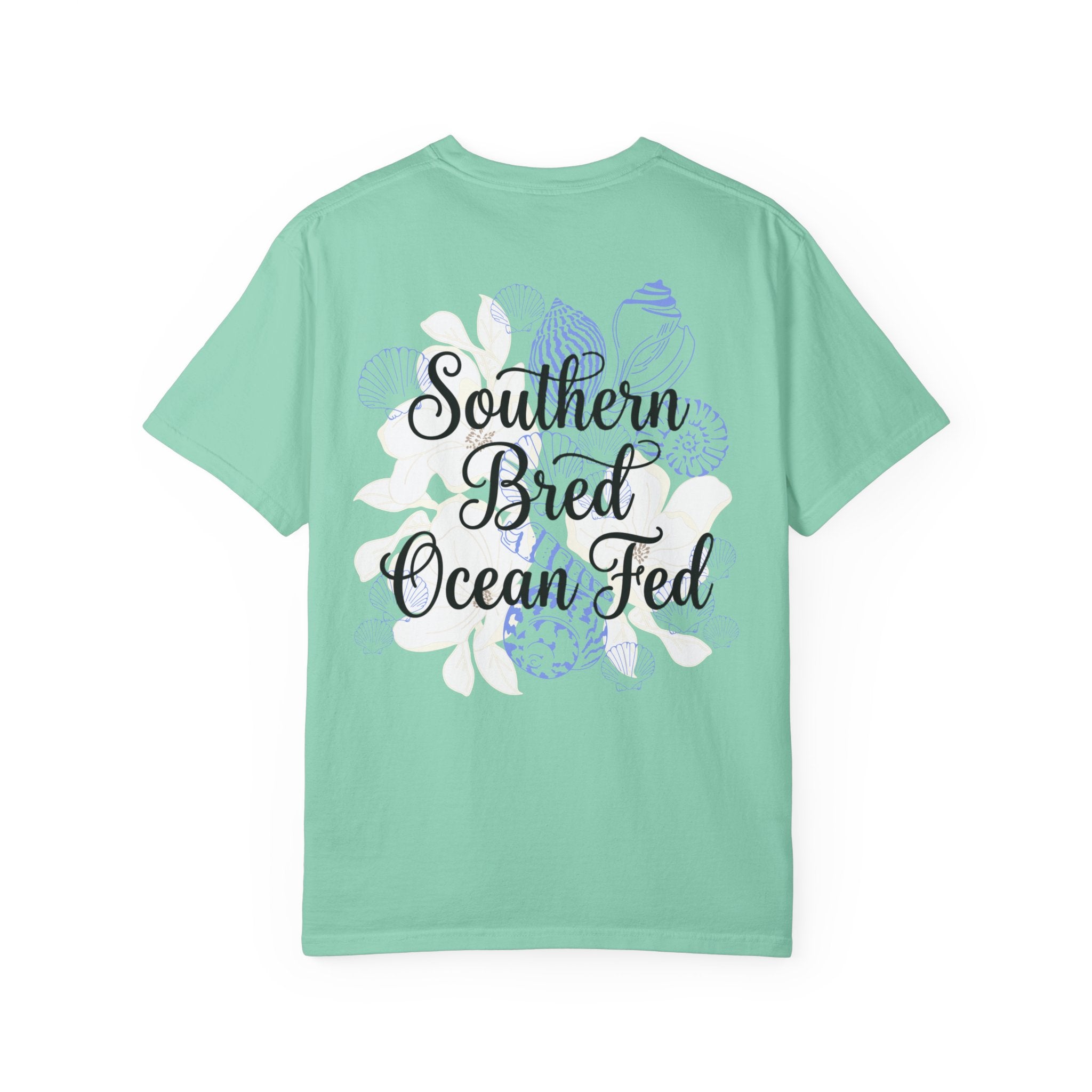 Southern Bred, Ocean Fed T-Shirt — Coastal Shell Print Garment-Dyed Tee