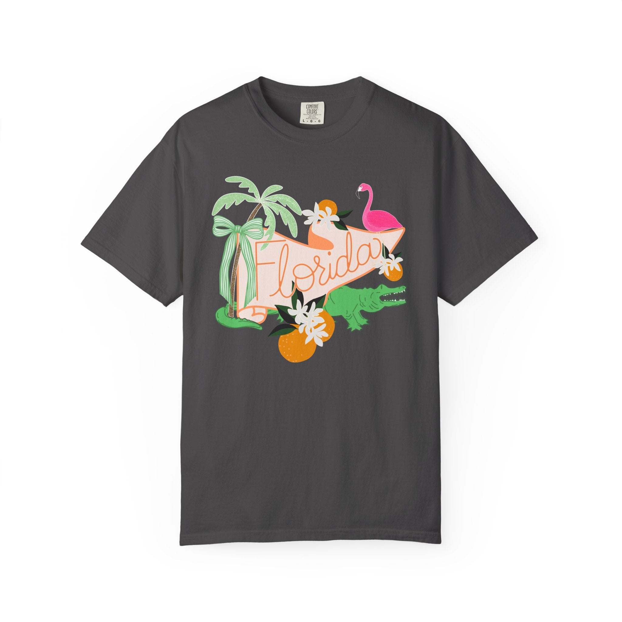 Florida T-Shirt — Retro Flamingo, Palm & Orange Graphic