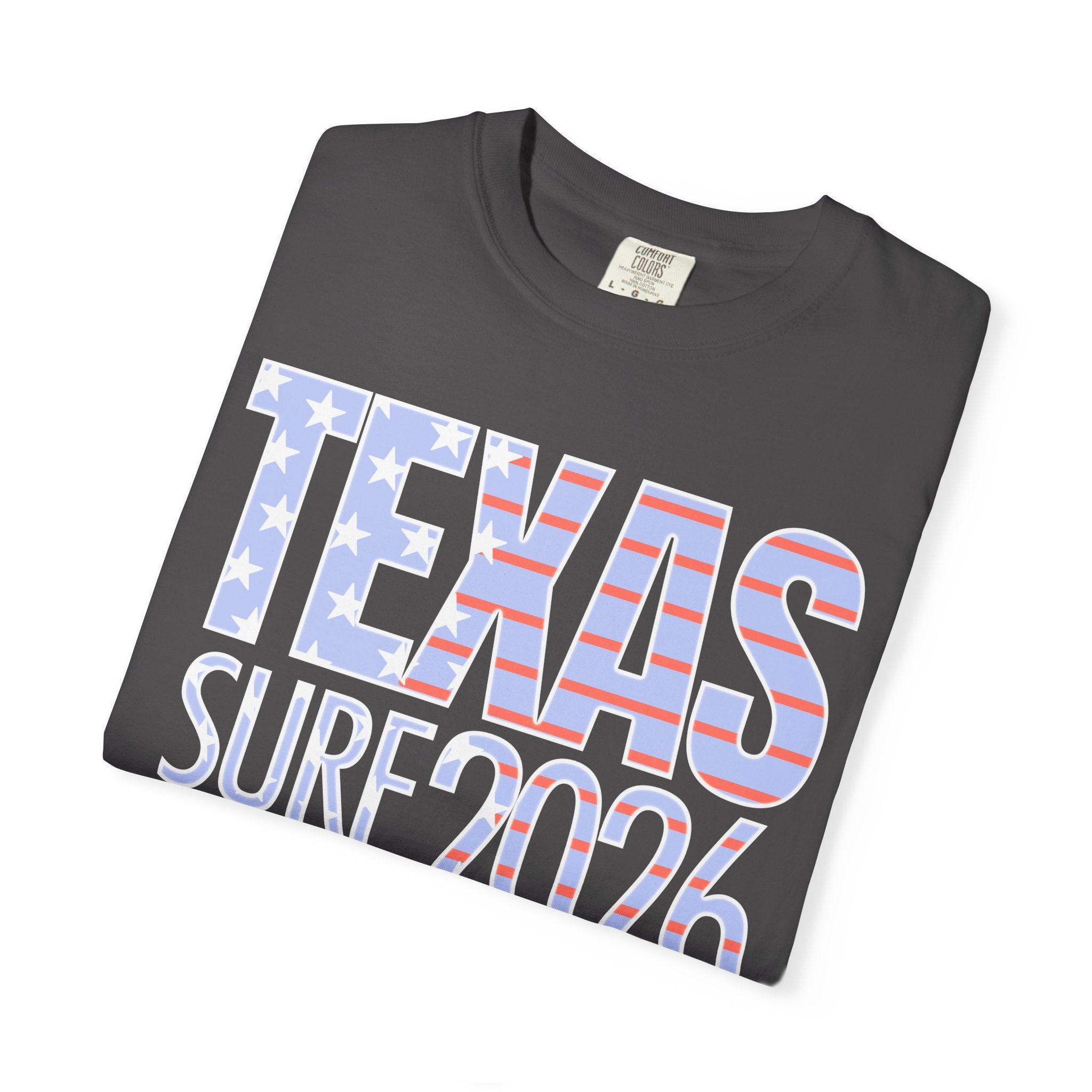 Texas Surf 2026 T-Shirt — American Flag Retro Beach Tee